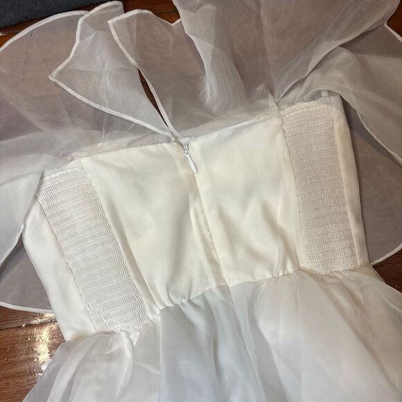 Abercrombie & Fitch NWT White Tiered Organza Strapless Mini Dress Size Small - Picture 3 of 6